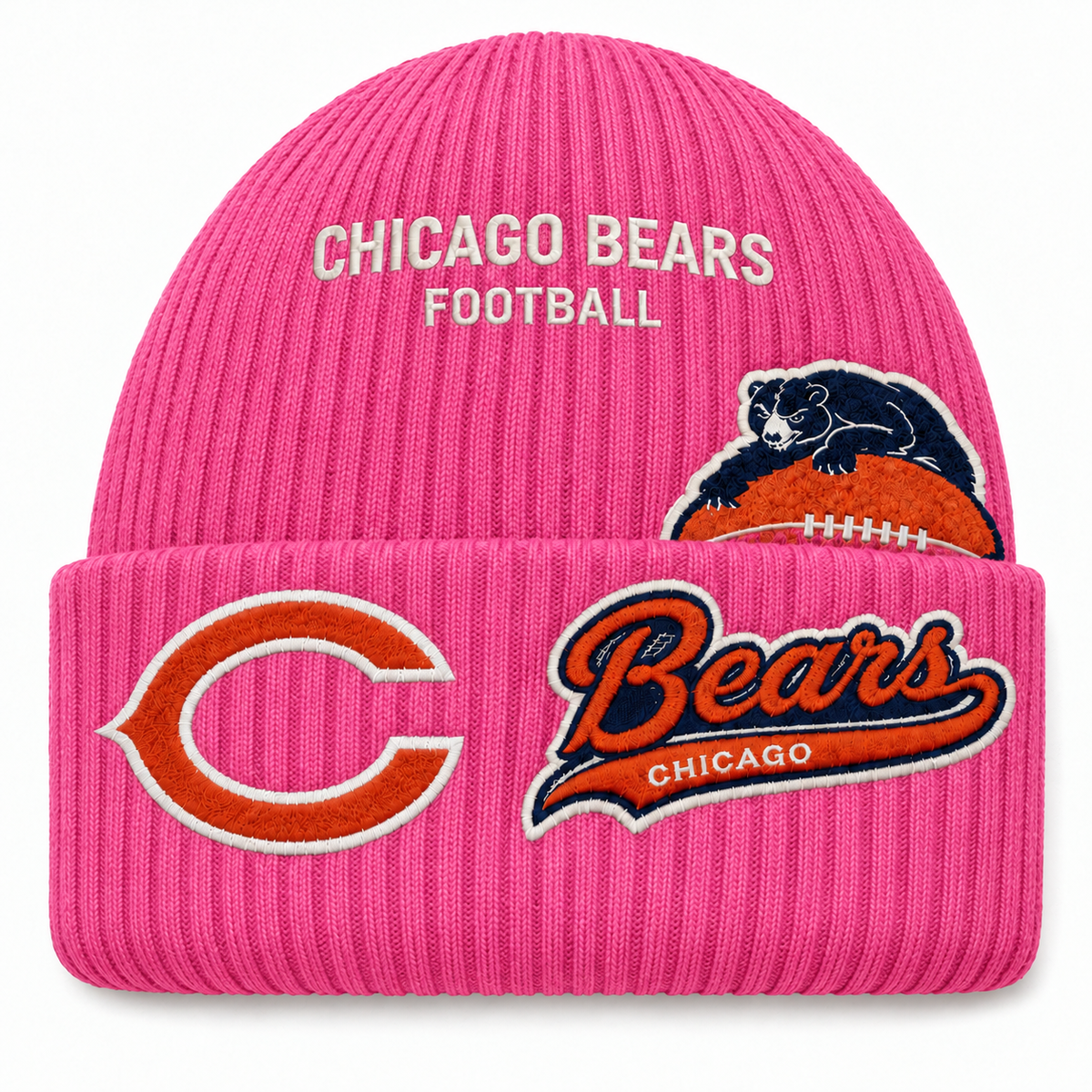 Chicago Bears  — PINK Patch Beanie (Single) (PRE ORDER) (SHIPS NOV)