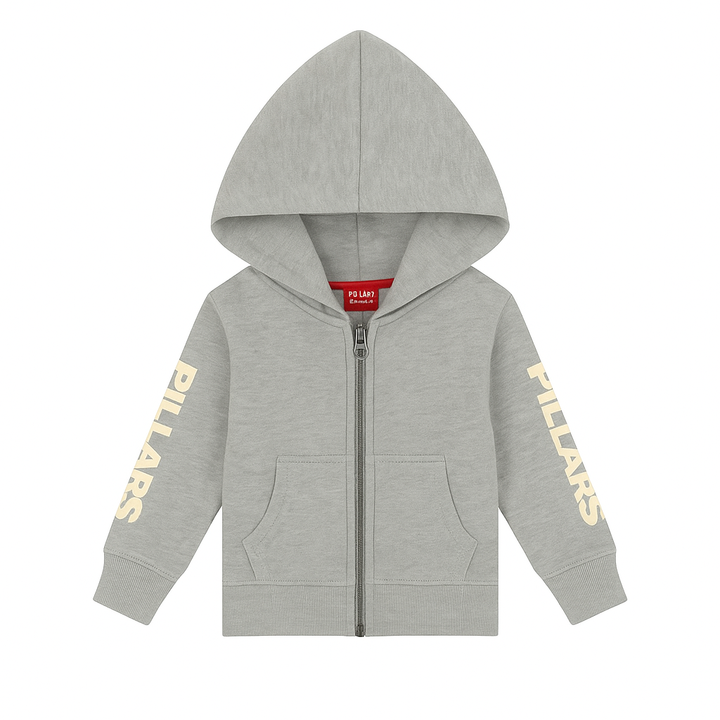 (KIDS) CROPPED STRIPE HOODIE/PANTS SET | GREY/OFF WHITE