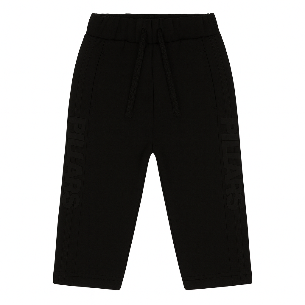 (KIDS) CROPPED STRIPE HOODIE/PANTS SET | BLACK/BLACK