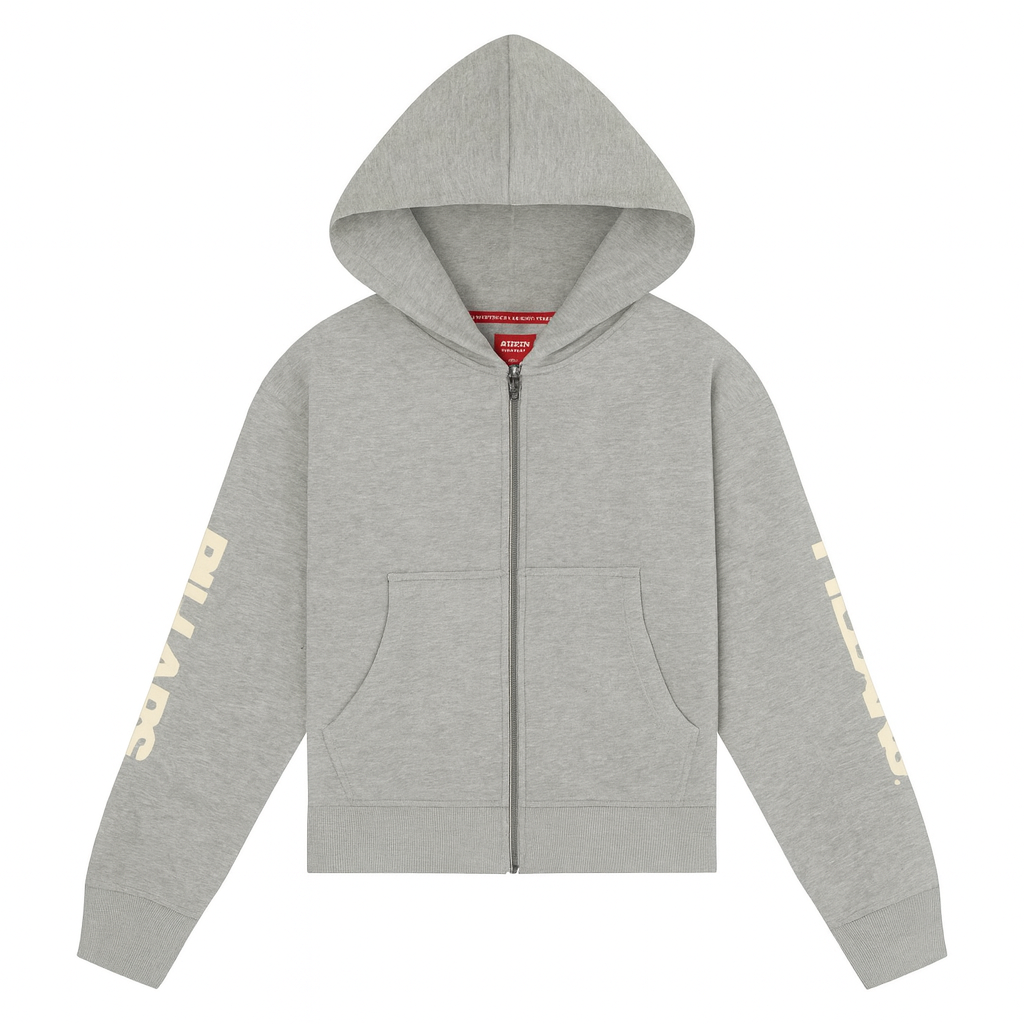 CROPPED STRIPE HOODIE | GREY